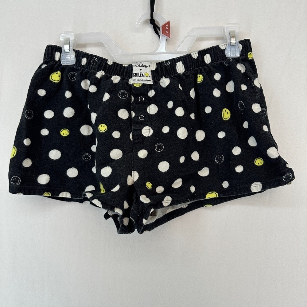 P.J. Salvage Womens Smiley Pajama Shorts Size Small Black
